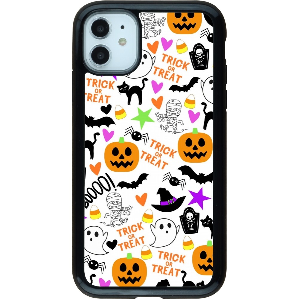 Coque iPhone 11 - Hybrid Armor noir Halloween 2024 trick or treat