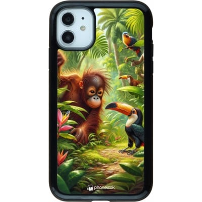 Coque iPhone 11 - Hybrid Armor noir Jungle Tropicale Tayrona