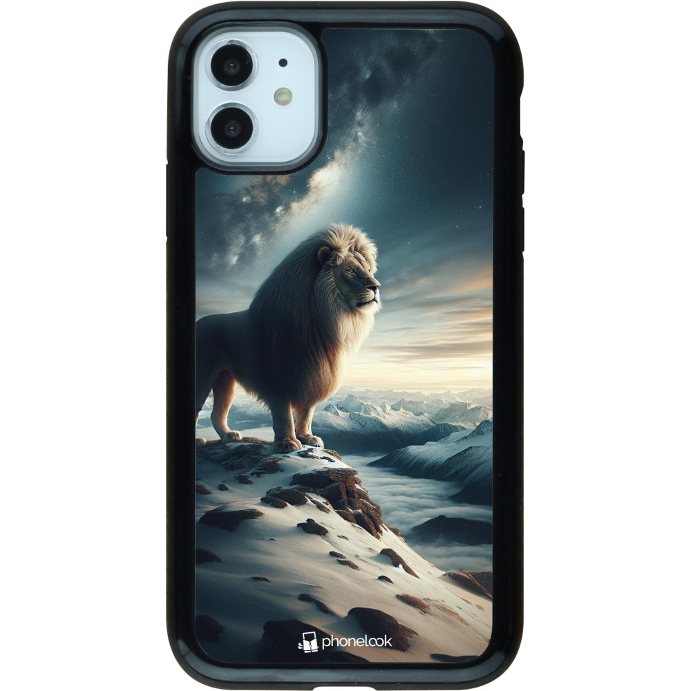 Coque iPhone 11 - Hybrid Armor noir Le lion blanc