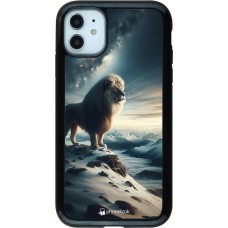 Coque iPhone 11 - Hybrid Armor noir Le lion blanc