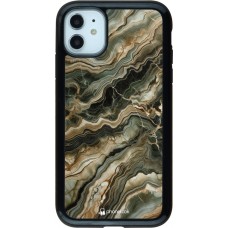 Coque iPhone 11 - Hybrid Armor noir Marbre Olive