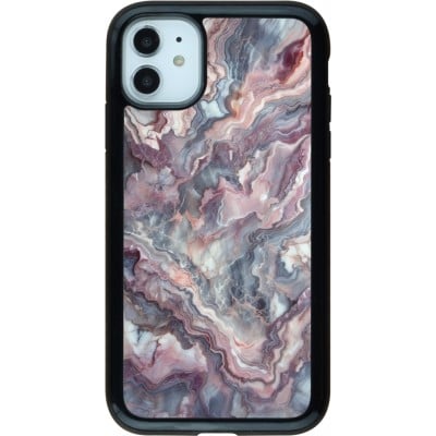 Coque iPhone 11 - Hybrid Armor noir Marbre violette argentée