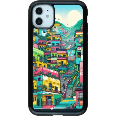 Coque iPhone 11 - Hybrid Armor noir Medellin Comuna 13 Art