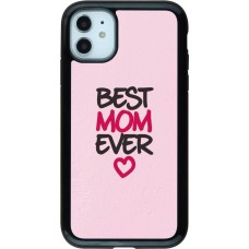 Coque iPhone 11 - Hybrid Armor noir Mom 2023 best Mom ever pink