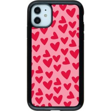 Coque iPhone 11 - Hybrid Armor noir Mom 2024 petits coeurs