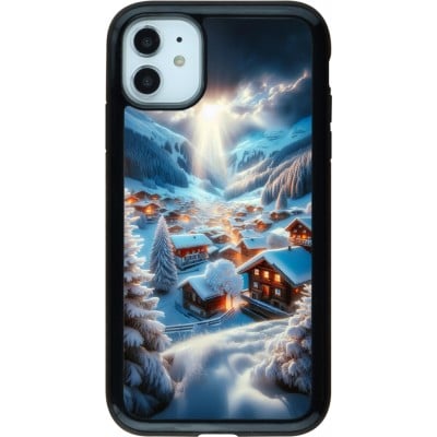 Coque iPhone 11 - Hybrid Armor noir Mont Neige Lumière