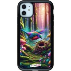 Coque iPhone 11 - Hybrid Armor noir Oiseau Nid Forêt