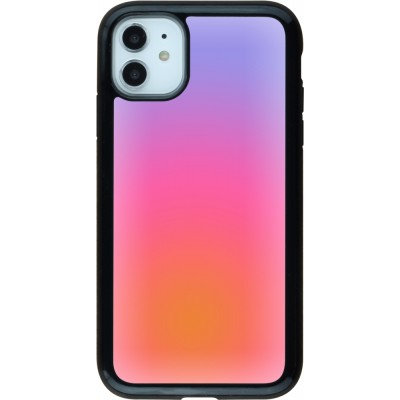 Coque iPhone 11 - Hybrid Armor noir Orange Pink Blue Gradient