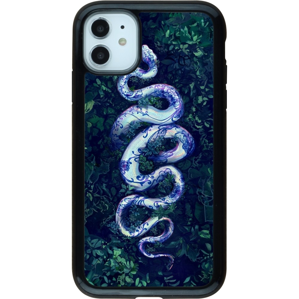 Coque iPhone 11 - Hybrid Armor noir Serpent Blue Anaconda