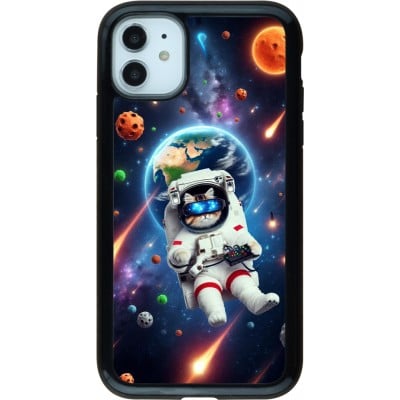 Coque iPhone 11 - Hybrid Armor noir VR SpaceCat Odyssey