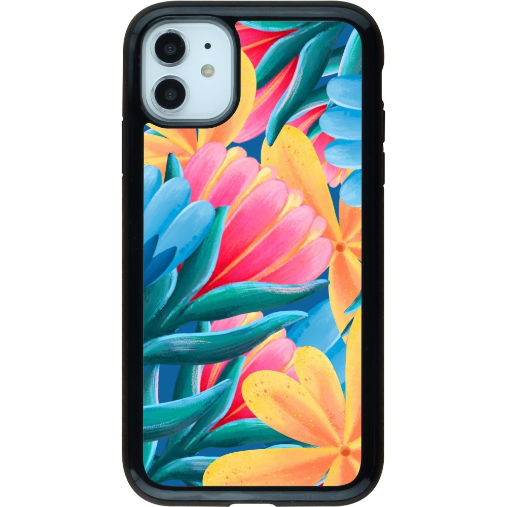 Coque iPhone 11 - Hybrid Armor noir Spring 23 colorful flowers