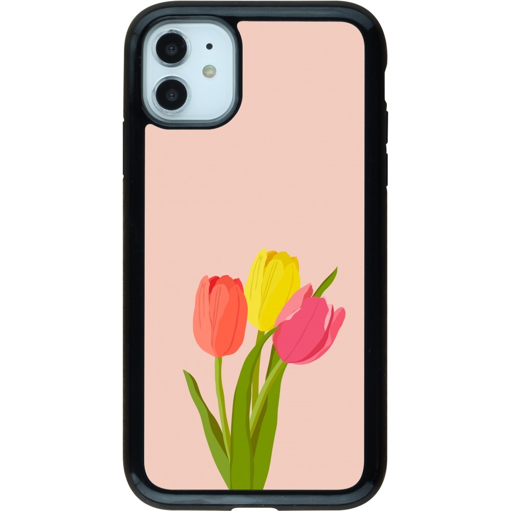 Coque iPhone 11 - Hybrid Armor noir Spring 23 tulip trio