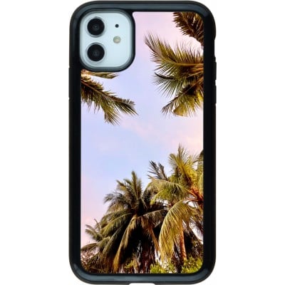 Coque iPhone 11 - Hybrid Armor noir Summer 2023 palm tree vibe