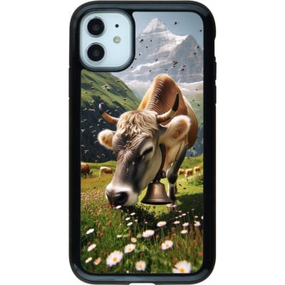 Coque iPhone 11 - Hybrid Armor noir Vache montagne Valais