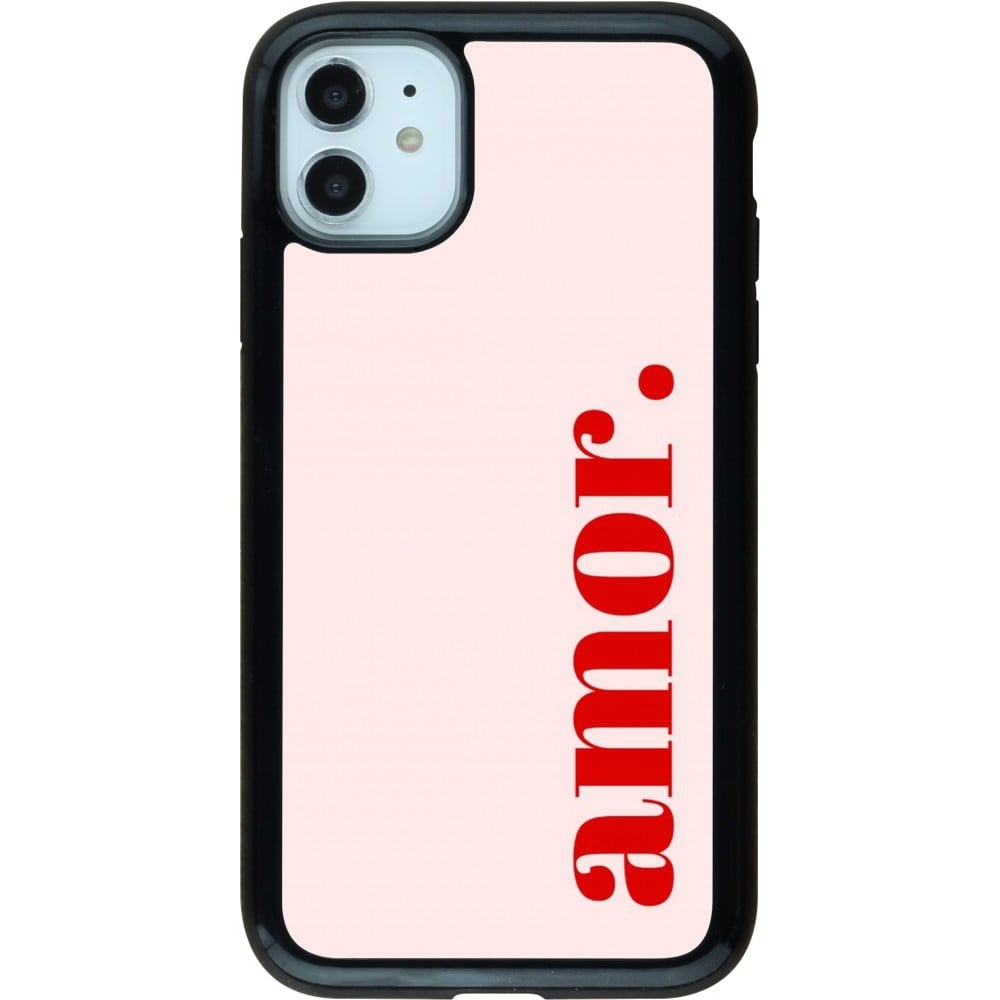 Coque iPhone 11 - Hybrid Armor noir Valentine 2024 amor