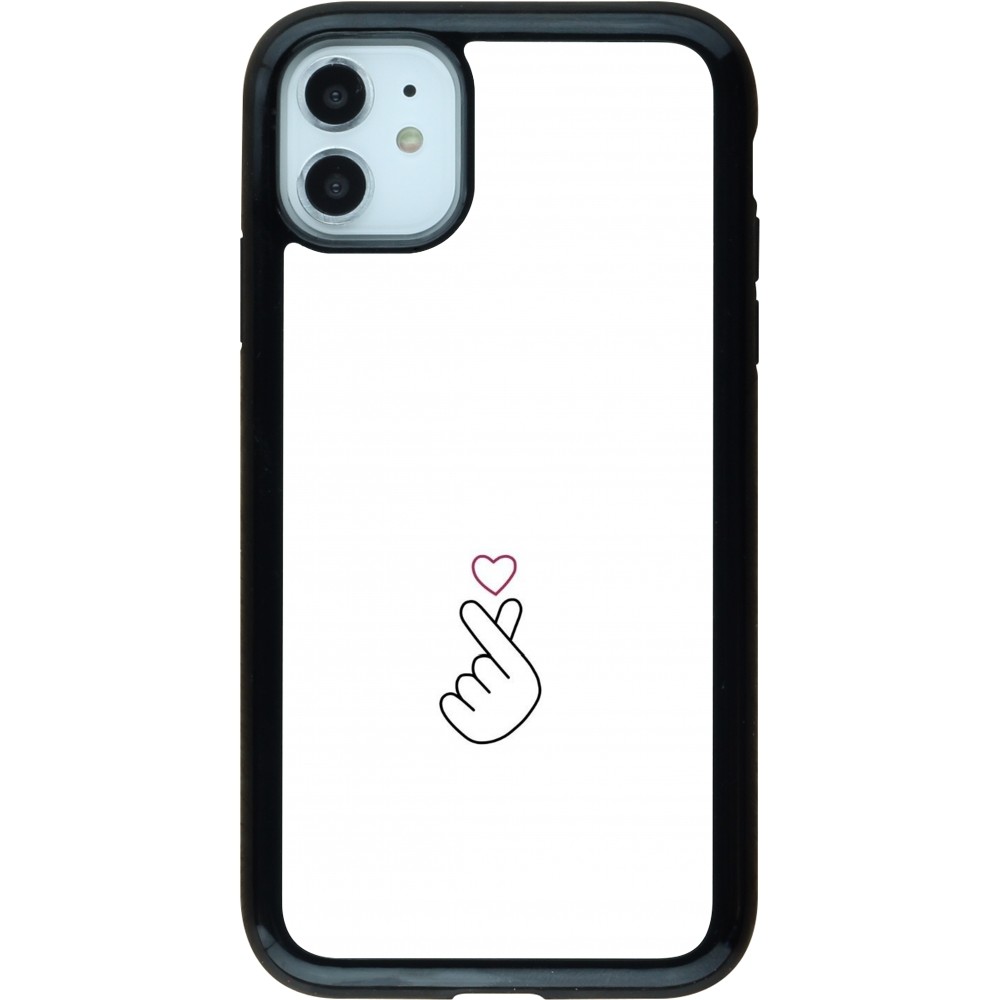 Coque iPhone 11 - Hybrid Armor noir Valentine 2024 heart by Millennials