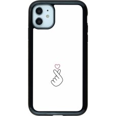 Coque iPhone 11 - Hybrid Armor noir Valentine 2024 heart by Millennials