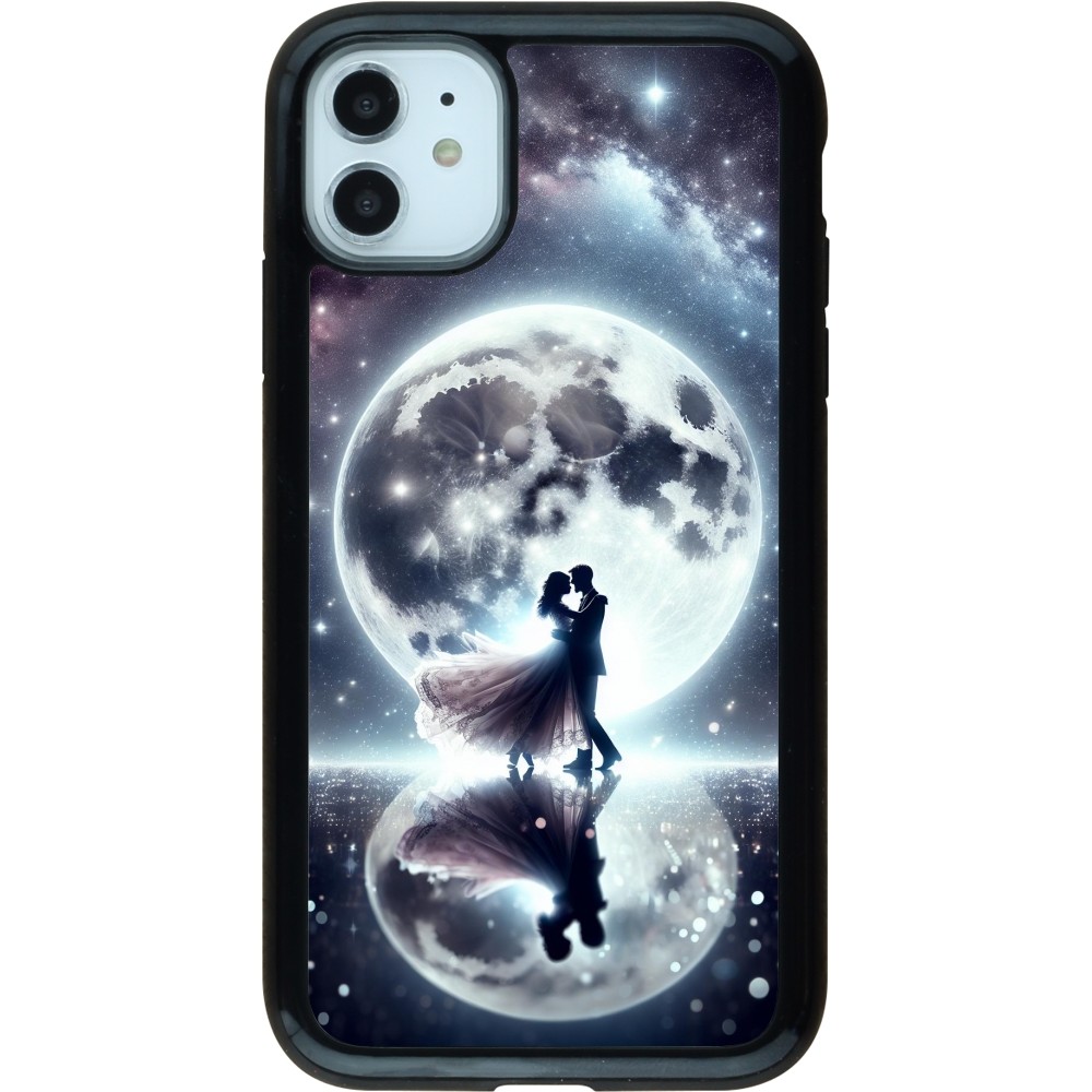 Coque iPhone 11 - Hybrid Armor noir Valentine 2024 Love under the moon