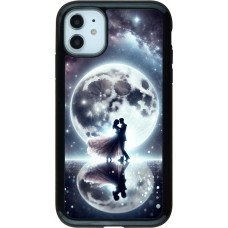 Coque iPhone 11 - Hybrid Armor noir Valentine 2024 Love under the moon