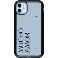 Coque iPhone 11 - Hybrid Armor noir Valentine 2024 mucho amor azul