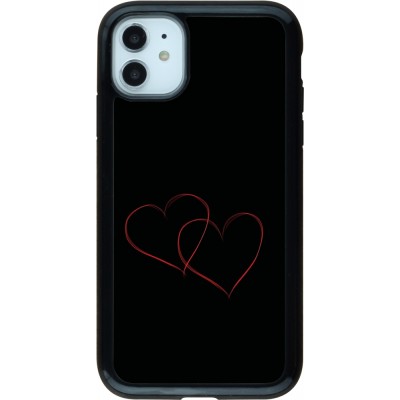 Coque iPhone 11 - Hybrid Armor noir Valentine 2023 attached heart