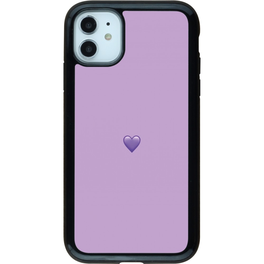 Coque iPhone 11 - Hybrid Armor noir Valentine 2023 purpule single heart