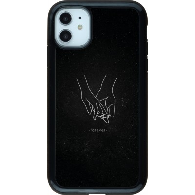 Coque iPhone 11 - Hybrid Armor noir Valentine 2023 hands forever