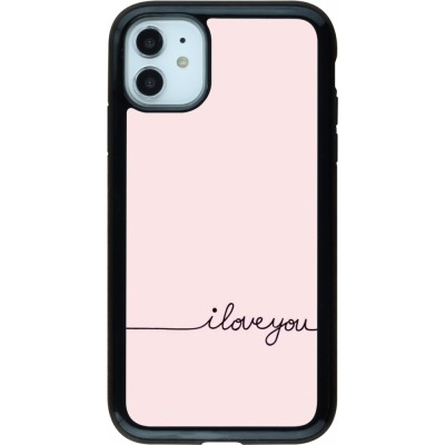 Coque iPhone 11 - Hybrid Armor noir Valentine 2023 i love you writing