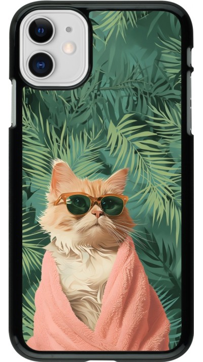 iPhone 11 Case Hülle - Cat Summer Palms