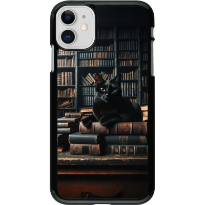 Coque iPhone 11 - Chat livres sombres