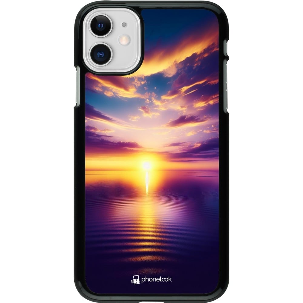 Coque iPhone 11 - Coucher soleil jaune violet