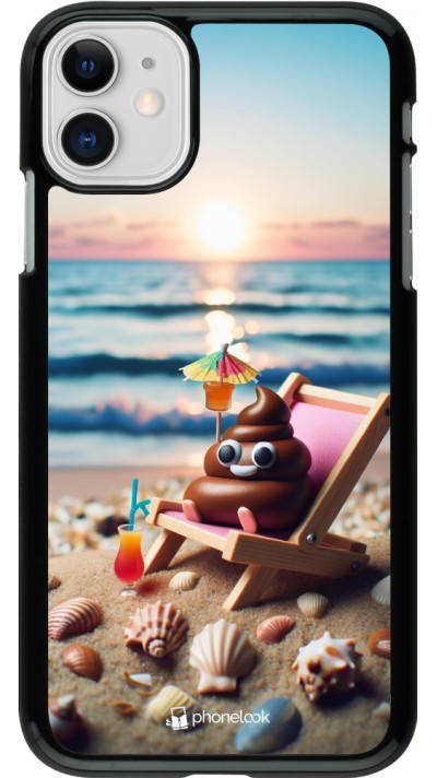 iPhone 11 Case Hülle - Kackhaufen Emoji auf Liegestuhl