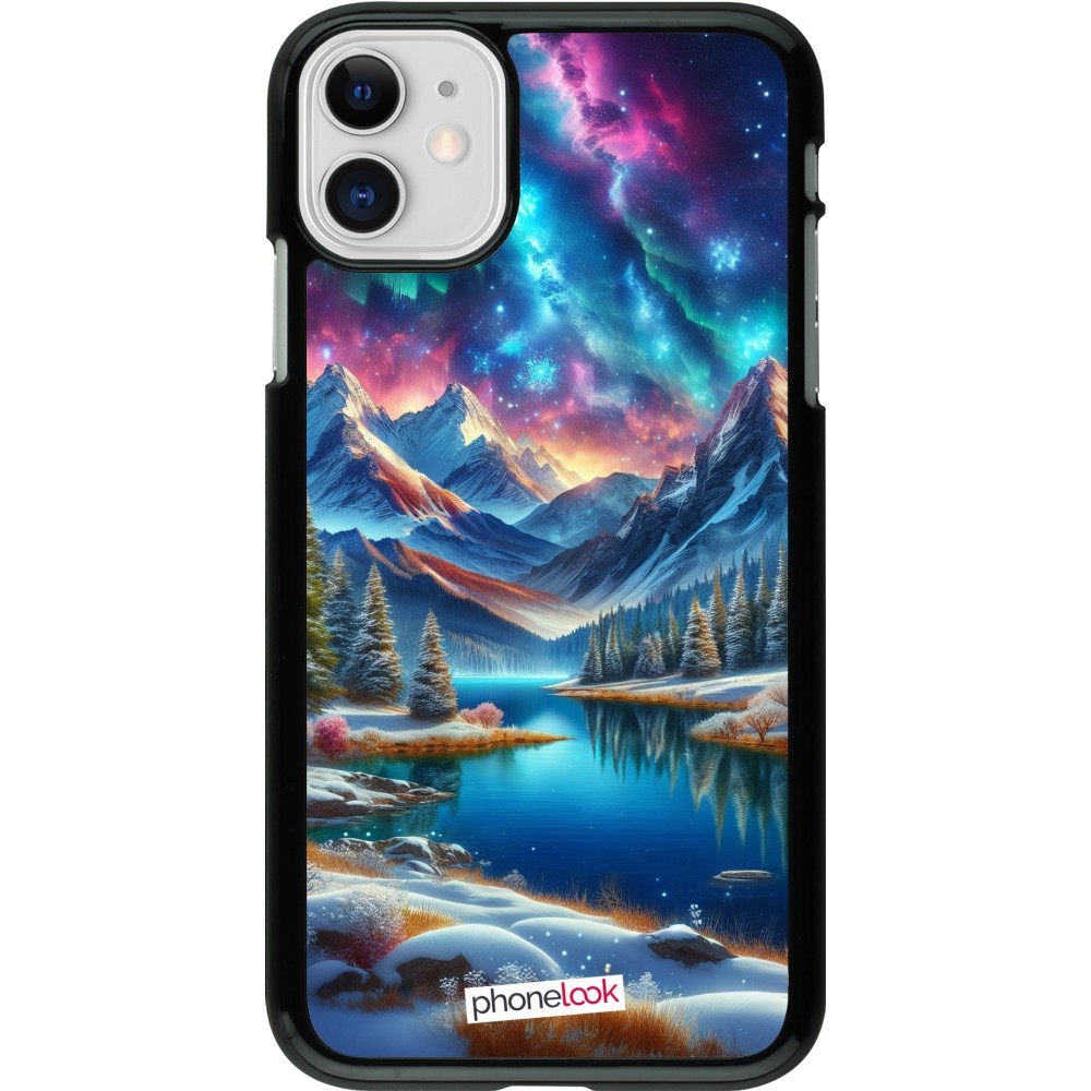 Coque iPhone 11 - Fantasy Mountain Lake Sky Stars