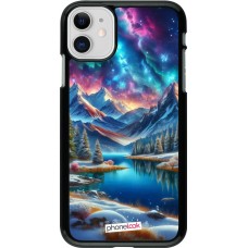 Coque iPhone 11 - Fantasy Mountain Lake Sky Stars