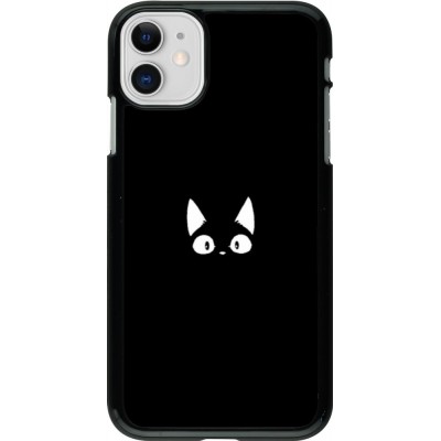 Coque iPhone 11 - Funny cat on black