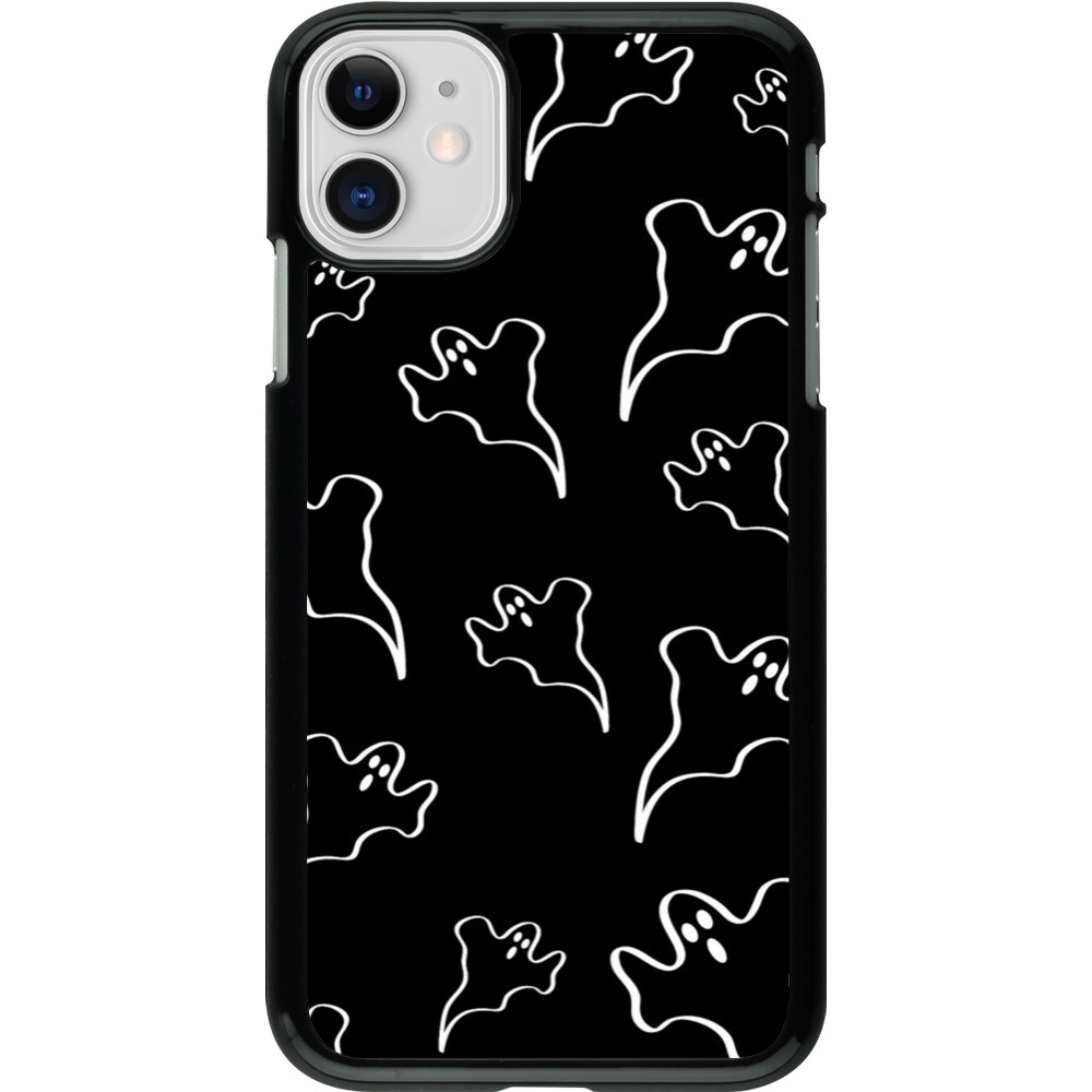 Coque iPhone 11 - Halloween 2024 black and white ghosts