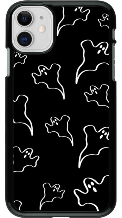 Coque iPhone 11 - Halloween 2024 black and white ghosts