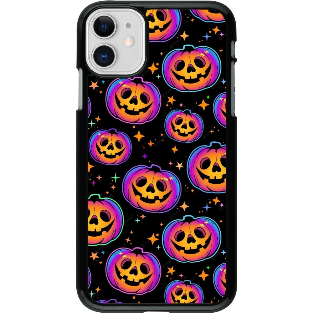 Coque iPhone 11 - Halloween 2024 rainbow pumpkins