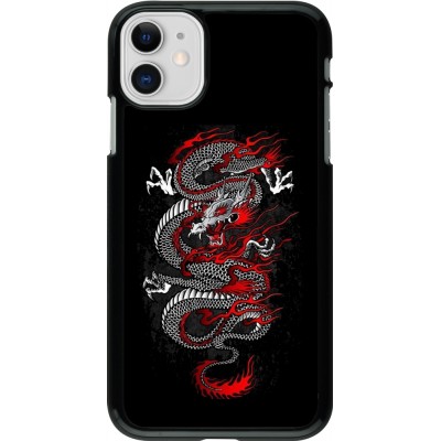 Coque iPhone 11 - Japanese style Dragon Tattoo Red Black