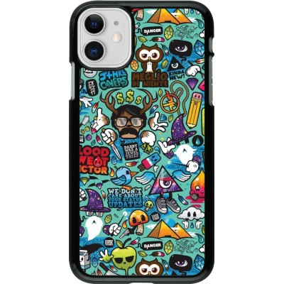 Coque iPhone 11 - Mixed Cartoons Turquoise