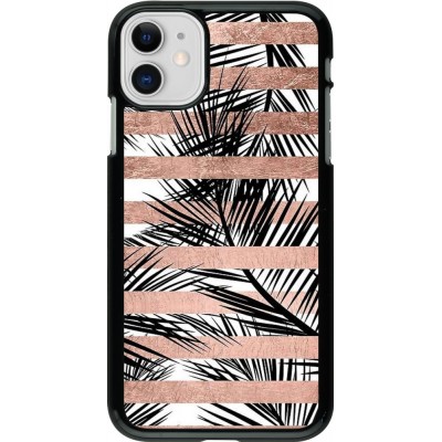 Coque iPhone 11 - Palm trees gold stripes