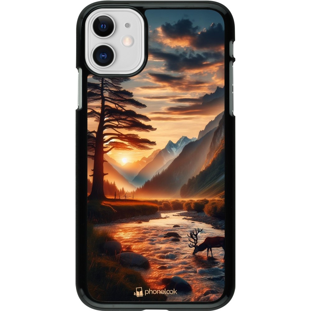 iPhone 11 Case Hülle - Tal Sonnenuntergang Hirsch Baum