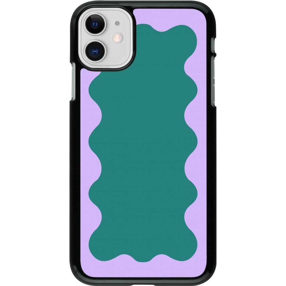 Coque iPhone 11 - Wavy Rectangle Green Purple