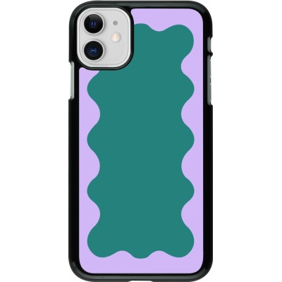 Coque iPhone 11 - Wavy Rectangle Green Purple