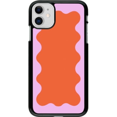 Coque iPhone 11 - Wavy Rectangle Orange Pink