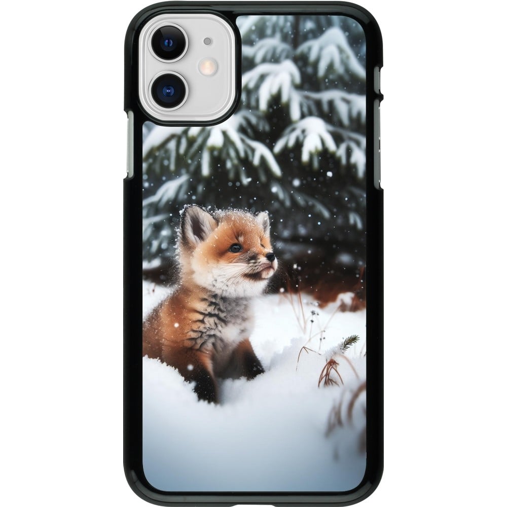 Coque iPhone 11 - Noël 2023 Renardeau sapin