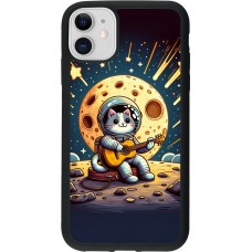 Coque iPhone 11 - Silicone rigide noir AstroCat RockLune