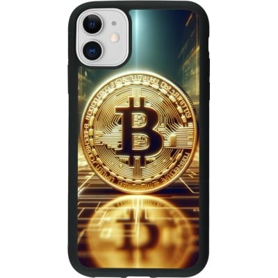 Coque iPhone 11 - Silicone rigide noir Bitcoin Standing