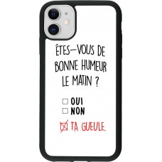 Coque iPhone 11 - Silicone rigide noir Bonne humeur matin