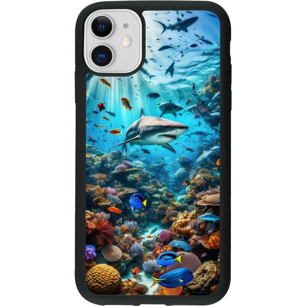 Coque iPhone 11 - Silicone rigide noir Bora Bora Mer et Merveilles